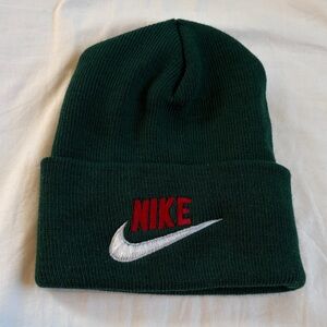 Nike Forest Green Beanie with Red Logo